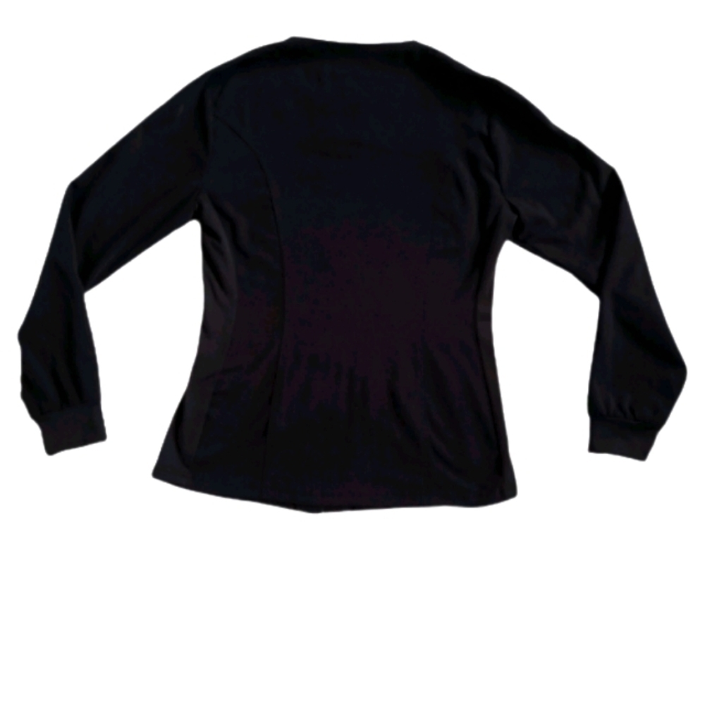 HEALTHPRO Scrubs STRETCH EXTENSIBLE Full Zippered Shirt Size XS Color Black - Picture 5 of 7